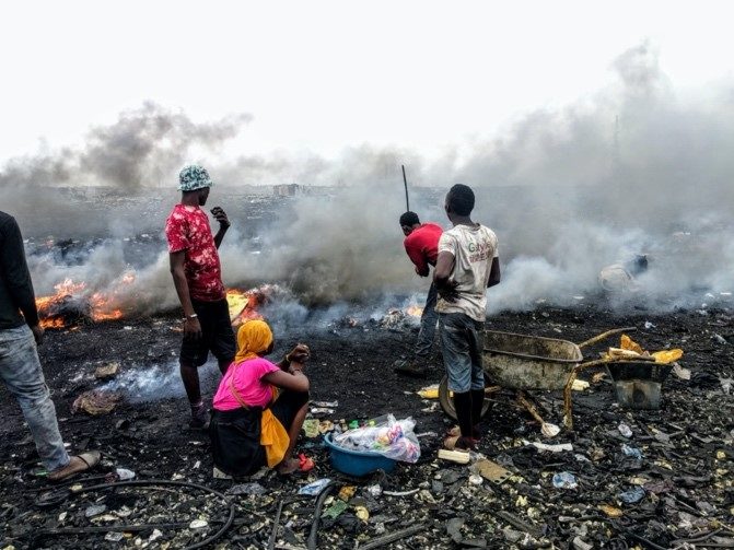 burning piles of ewaste causing issues for Human Health